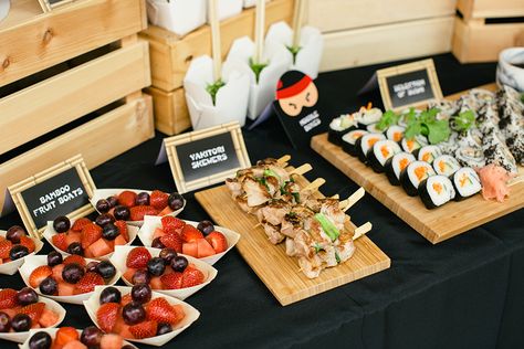 Ninja Themed Food, Ninja Party Food, Japanese Birthday Party Ideas, Ninja Go Birthday, Brunch Mimosa Bar, Asian Themed Party, Birthday Ninjago, Karate Birthday Party, Martial Arts Birthday