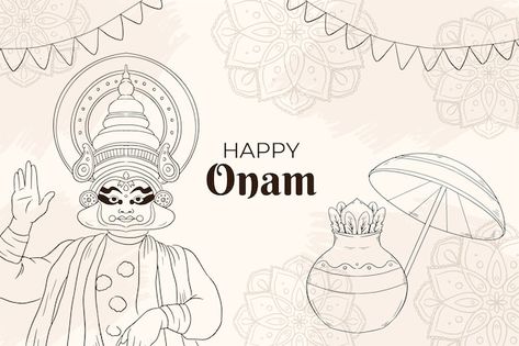 Onam Pookalam, Onam Celebration, Onam Festival, Happy Onam, Draw Hands, Festival Celebration, Vector Hand, Vector Photo, Hand Drawn