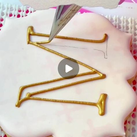 Airbrush Royal Icing Cookies, Royal Icing Transfers Letters, Fonts For Cookie Decorating, Royal Icing Stencils, How To Pipe Royal Icing On Cookies, Monogram Decorated Cookies, How To Make Gold Royal Icing, Thank You Sugar Cookies Royal Icing, Letter Cookies Decorated