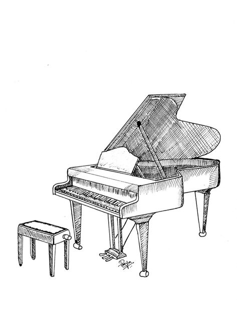 Cute Piano Drawings, Piano Sketch Easy, Piano Painting Easy, How To Draw A Piano, Piano Sketch Draw, Piano Aesthetic Drawing, Piano Drawing Aesthetic, Piano Art Draw, Piano Drawing Reference