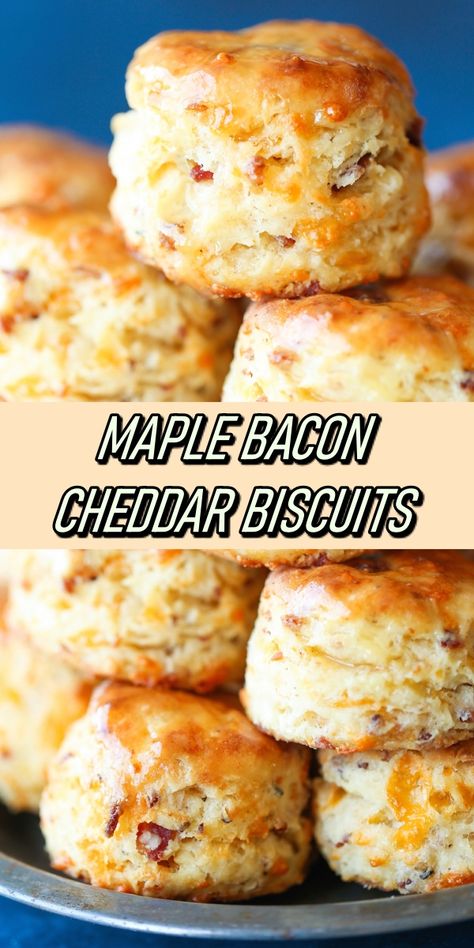 MAPLE BACON CHEDDAR BISCUITS - Recipe Notes Bacon Cheddar Biscuits, Bacon Biscuits, Frozen 6, Flaky Biscuits, Biscuit Bread, Cheddar Biscuits, Biscuit Rolls, Maple Bacon, Bacon Cheddar