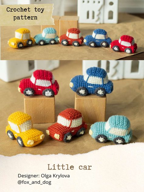 Crochet Car Toy Free Pattern, Crochet Car Toy, Crochet Mini Car, Car Amigurumi Free Pattern, Crochet Car Patterns Free, Cars Crochet Pattern, Car Crochet Pattern Free, Crochet Vehicles, Crochet Birthday Gifts