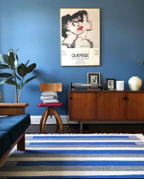 Danish Home, Michael Schmidt, Red Shelves, My Scandinavian Home, Teak Credenza, Dark Interiors, Carpet Design, The Blues, Scandinavian Home