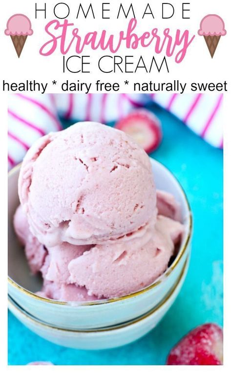 Swiss Miss Recipes, Strawberry Ice Cream Recipes, Dairy Free Strawberry Ice Cream, Veg Desserts, Dessert Strawberries, Paleo Deserts, Non Dairy Ice Cream, Homemade Strawberry Ice Cream, Strawberry Ice Cream Recipe