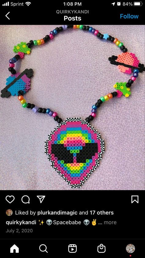 Fuse Bead Patterns Rave, Rave Perler Bracelets, Perler Bead Kandi Necklace, Beyond Wonderland Perler, Pearler Bead Patterns Rave, Trippy Perler Beads, Rave Candies, Edm Perler Bead Patterns, Edc Perler