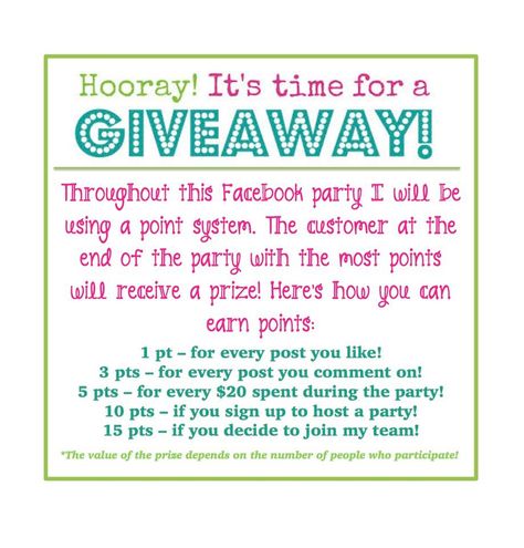 Point system I use for Facebook parties! Order at: www.smellarific.com and  Follow me on Facebook at: www.facebook.com/smellarific. Tupperware Party Ideas, Facebook Party Games, Scentsy Games, Scentsy Facebook Party, Online Party Games, Scentsy Facebook, Norwex Party, Party Points, Younique Party