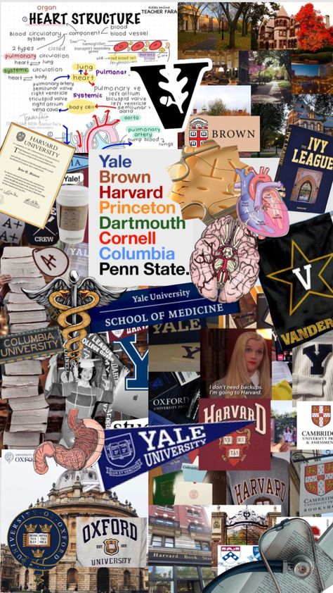 #ivyleague #yale #harvard #medical #vanderbilt University Inspiration, College Vision Board, Law School Inspiration, College Motivation, College List, Exam Motivation, Vanderbilt University, High School Advice, Medical School Motivation