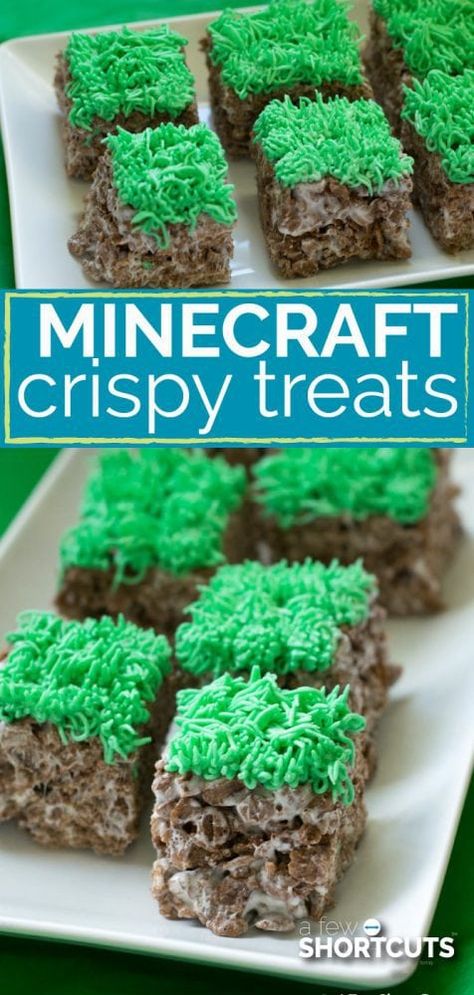 Minecraft Themed Party, Crispy Treats Recipe, 10 Birthday Cake, Kid Cupcakes, Easy Bake, Minecraft Birthday, Quick Easy Snacks, Green Food Coloring, Crispy Treats