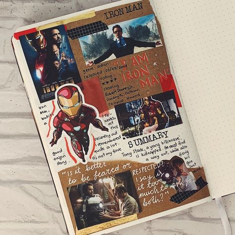 Pansy ✨ on Instagram: “Iron Man (2008) a little late but Happy Belated Birthday to the man that is RDJ 🥳 #ironman #rdj #robertdowneyjr #happybirthdayrdj…” Iron Man Craft, Marvel Scrapbook Ideas, Marvel Journal Ideas, Marvel Scrapbook, Marvel Journal, Marvel Birthday, Film Journal, Men's Journal, Marvel Art Drawings