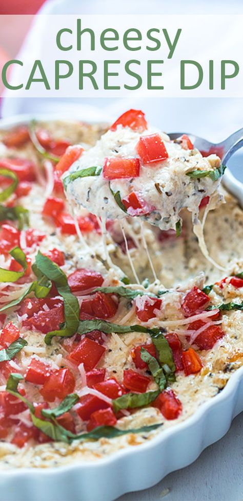 Cheesy Caprese Dip, Caprese Appetizer Dip, Warm Caprese Dip, Hot Caprese Dip Recipe, Baked Caprese Dip, Caprese Dip With Pesto, Italian Orderves Appetizers Appetizer Ideas, Italian Meal Appetizers, Wine Night Appetizers Dips