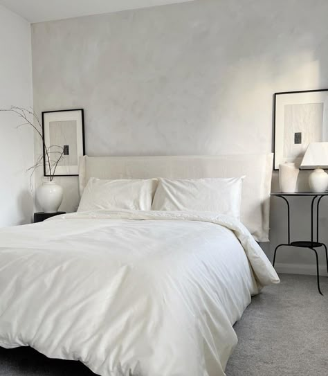 Concrete Wall Bedroom, Longest Day Ever, Bed Side Table Decor, Limewash Walls, Dream House Bedroom, Edit On Instagram, Spa Room Decor, Feature Wall Bedroom, The Longest Day