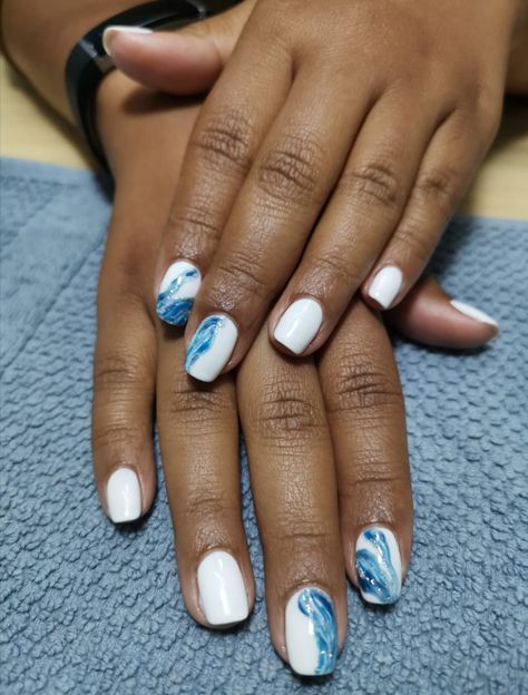 Ocean Waves Nails, Summer Nails Waves, Nails With Wave Design, Wave Nails Design, Beach Nails White, Beach Wave Nails, Neutral Beach Nails, White Beach Nails, Blue Wave Nails