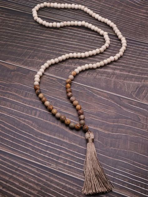 EMERY ROSE Tassel Charm Beaded Necklace | SHEIN Bohemian Necklace Boho Chic, Necklaces Boho, Ivory Necklace, Pearl Strands Necklace, Beaded Tassel Necklace, Stone Beaded Necklace, Mother Of Pearl Necklace, Long Beaded Necklace, Bohemian Necklace