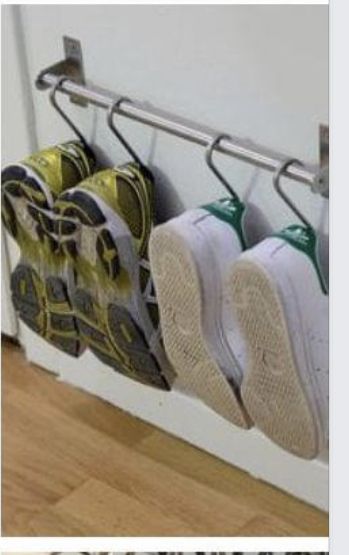 Ikea Grundtal Kitchen, Ikea Hangers, Ikea Rack, Ikea Shoe Storage, Ikea Shoe, Apartment Entryway, Easy Ikea Hack, Ikea Hack Ideas, Shoe Storage Solutions