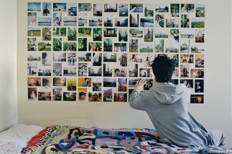 The Domestic Curator: Dorm Room Picture Collages Dorm Room Pictures, Collage Mural, Frame Layout, Dorm Room Hacks, Fotos Ideas, Room Photo, Dorm Room Organization, Living Modern, Room Goals