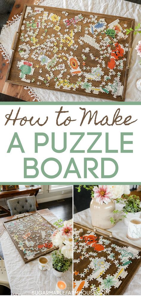 How To Make A Puzzle Board Diy, Puzzle Storage Ideas Organizing, How To Make A Puzzle Board, Diy Puzzle Board, Sand Ideas, Make A Puzzle, Jigsaw Puzzle Table, 2000 Piece Puzzle, Puzzle Storage