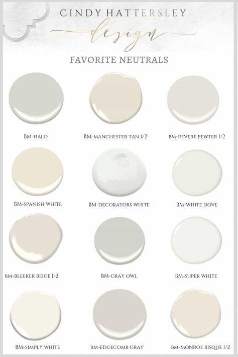 my favorite interior paint colors Home Paint Ideas, Paint Colors Neutral, Indoor Paint Colors, Benjamin Moore Cloud White, Cindy Hattersley, Best Neutral Paint Colors, White Exterior Paint, Indoor Paint, Interior Paint Colors Schemes