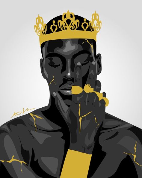 Digital art from the Black is Gold collection Thug Life Wallpaper, Figurative Art Painting, Masculine Art, Class Art Projects, Africa Art Design, African Tattoo, Black Royalty, Abstract Graphic Design, Art Deco Illustration