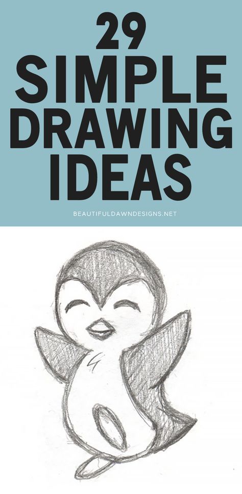 I've been on the search for simple drawing ideas. I'm so happy that I found these drawings that are so easy for beginners to draw! How to draw a penguin or simple animal drawings. #draw Easy Sketch Ideas, Cute Easy Animal Drawings, Easy Pencil Drawings, Hair Drawings, Simple Drawing Ideas, Idea Drawing, Board Drawing, Sketches Drawing, Easy Animal Drawings