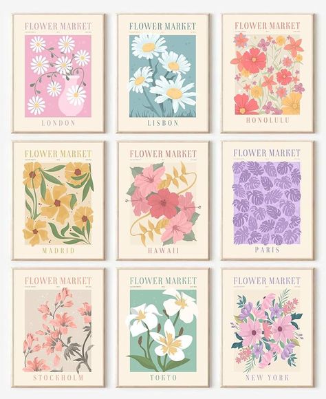 - Check more at https://howcandothis.com/diyideas/64622/ Small Posters On Wall, Flower Market Poster Aesthetic, Aesthetic Room Paintings, Trendy Posters For Room, Diy Posters For Room, Room Inspiration Minimalist, Cuadros Aesthetic, Pinterest Wall Art, Floral Room Decor