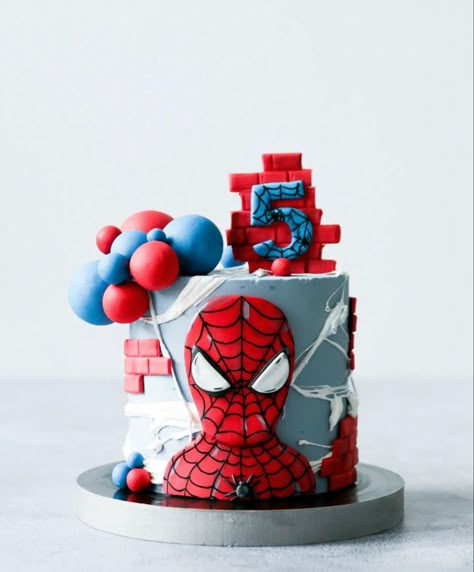 Spiderman Cake For Boys, Spiderman Birthday Theme Ideas, Birthday Cake 5 Boy, Boys Cakes Birthday, Cake For Boys Birthday Kids, 5th Birthday Cakes For Boys, Birthday Cake For Kids Boy, Boy Cakes Birthday, Cake With Spiderman