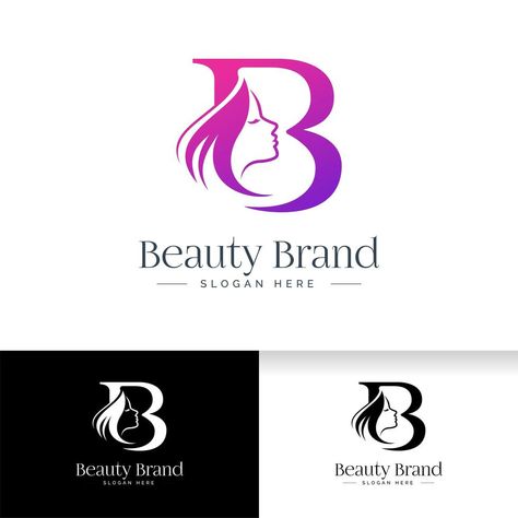 Letter B beauty logo design. Woman face silhouette B Logo Design Ideas, Beauty Salon Logo Design Ideas, Hb Logo, Logo Design Women, Idea Logo, B Letter Logo, Face Silhouette, Salon Logo Design, The Letter B