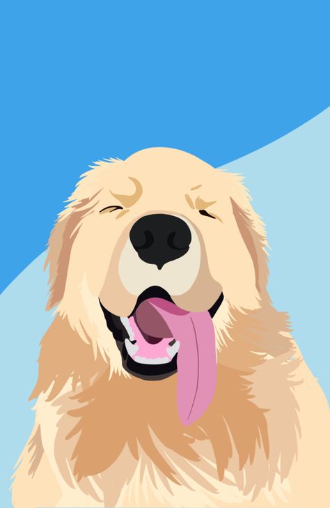 Golden Retriever Cartoon Wallpaper, Golden Retriever Cartoon, Golden Retriever Wallpaper, Sticker Images, Golden Wallpaper, Gym Wall Decor, Dogs Stuff, Gym Wall, Surfboard Art