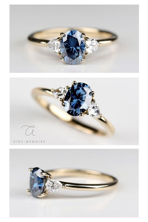 Gem Stone Engagement Rings Oval, Oval Engagement Ring Gemstone, Oval Diamond And Sapphire Engagement Ring, Lab Grown Sapphire Engagement Ring, Sapphire Diamond Rings Engagement, Engagement Ring With Blue Stone, Engagement Rings With Different Stones, Wedding Rings Sapphire And Diamond, Engagement Rings With 2 Stones