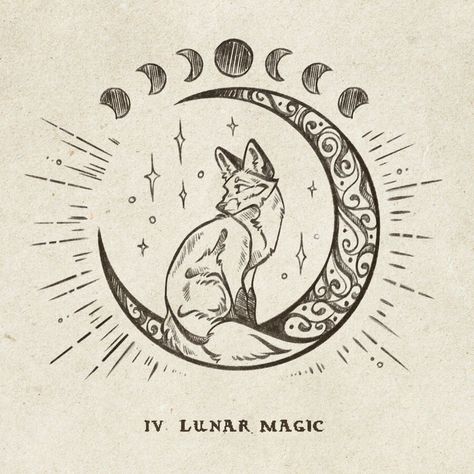 IV - Lunar Magic🌙 #foxtober2024 . . . #FoxSketch #illustration #moon #luna #foxtober #inktober #digitalart #sketch #magic #lunarmagic Fox Stencil, Fox Magic, Art Nouveau Moon Tattoo, Fox And Moon, Witchy Wolf Tattoo, Fox Moon Tattoo, Fox Ink Drawing, Fox Illustration Drawing, Moon Fox Art