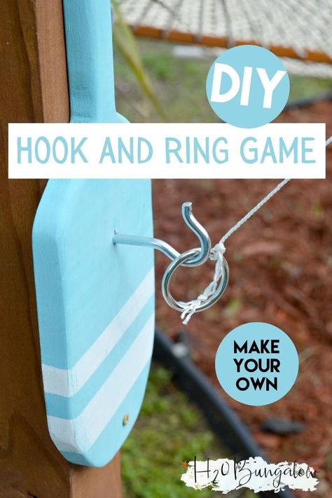 Hookey Ring Toss Diy, Hook Game Diy, Outdoor Ring Toss Diy, Backyard Games Diy Adults, How To Make Ring Toss Game, Hooks Game, Ring Game Diy, Ring Hook, Outdoor Backyard Games