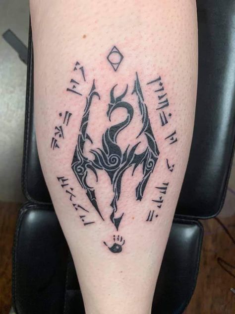 Elder Scrolls Tattoo, Skyrim Tattoo, Video Game Tattoos, Nerdy Tattoos, Gamer Tattoos, Nerd Tattoo, Video Game Tattoo, Armor Tattoo, Creepy Tattoos