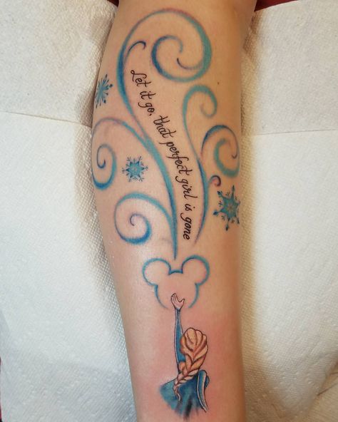 Tim Mitchell | #frozen #frozentattoo #elsa #elsafrozentattoo #elsatattoo #snow #ice #letitgo #mickey #waltdisneyworld #waltdisney | Instagram Olaf Tattoo Ideas, Frozen Tattoo Disney, Disney Frozen Tattoo, Olaf Tattoo, Frozen Tattoo, 2 Tattoo, Perfect Girl, Snow Ice, Disney Tattoos