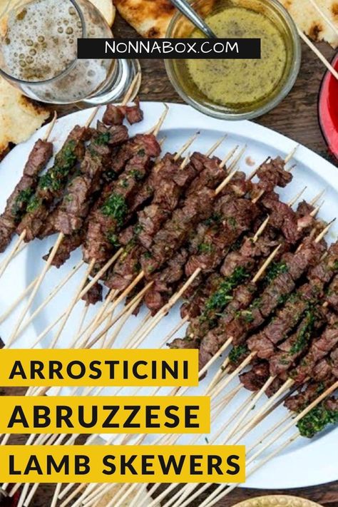 Italian Lamb Recipes, Lamb Spiedini, Lamb Bites, Sheep Recipes, Abruzzese Recipes, Pork On A Stick, Bbq Snacks, Bbq Lamb, Mediterranean Cooking