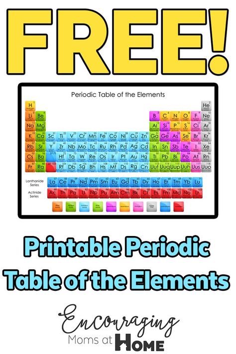 Free Printable: Periodic Table of the Elements Middle School Education, Homeschool Chemistry, Periodic Table Printable, Learning Chemistry, Element Chart, Chemistry Education, Periodic Table Of The Elements, Table Of Elements, Science Party