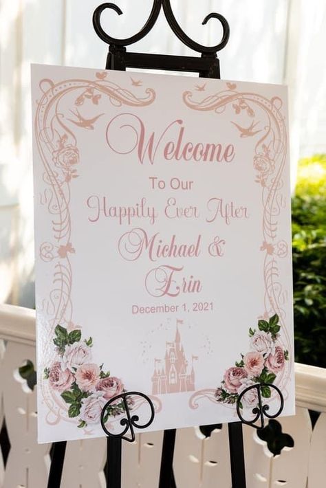 Disney Wedding Signage, Disney Wedding Sign, Disney Wedding Ideas Decorations, Fairy Tale Wedding Ideas, Fairy Tail Wedding Theme, Disney Fairytale Wedding, Wedding Jokes, Tiana Wedding, Fairytale Wedding Decorations