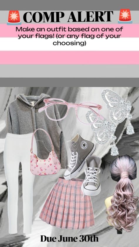 blehhhh #demigirl #trend #flag #outfit #pink #white #grey #style #soft #softcore #flag #pride #lgbtq+ Demigirl Outfits, Demi Girl, Outfit Planning, Flag Pride, Flag Outfit, Outfit Plan, Outfit Pink, Grey Style, Pride Outfit