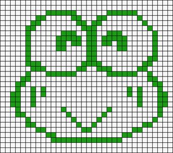 Keroppi Alpha Pattern, Green Alpha Pattern, Small Alpha Patterns, Graph Art, Aesthetic Game, Pixel Grid, Crochet Graphs, Graph Paper Designs, Graph Crochet