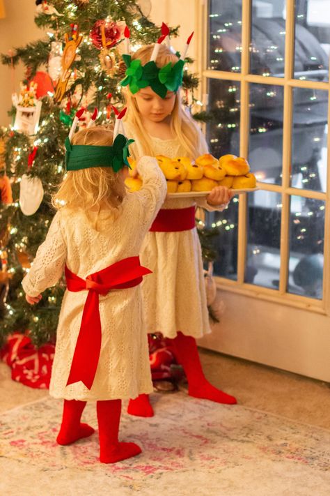 St Lucia Christmas, St Lucia Day Traditions, Saint Lucia Day, St Lucia Buns, Waldorf Festivals, Nordic Traditions, Christmas Bible Study, Swedish Christmas Traditions, Santa Lucia Day