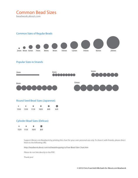 Free Bead Size Chart ( very helpful when shopping for beads online) Bead Size Chart, Bead Sizes, Diy Jewelry Findings, Bead Stitching, Jewelry Techniques, Jewelry Making Tutorials, Quilt Sizes, Bead Crochet, Beading Tutorials