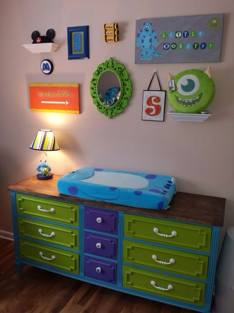 Without the changer of course Monsters Inc Bedroom, Monsters Inc Room, Pixar Nursery, Monsters Inc Nursery, Disney Baby Nurseries, Disney Themed Nursery, Monsters Inc Baby Shower, Monster Nursery, Monsters Inc Baby