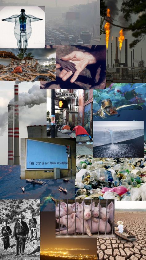 wakeup #myfirstshuffle #collage #art #consumerism #pollution Plastic Pollution Collage, Kontemporaryong Issue, Globalization Collage, Graphic Design Portfolio Book Layout, Globalization Poster, Consumerism Photography, Pollution Collage, Consumerism Art, Environmentalist Art