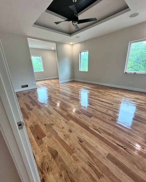 Went through my camera roll and realized I never posted this hickory floor. Over 2,000 square feet custom design install with an Early American stain color. #arkstoneflooring #hardwood #hardwoodfloors #flooring #interiordesign #homedecor #luxury #hardwoodfloorsinstallation Light Wooden Floors Living Room, Light Wooden Floors, Bedroom With Hardwood Floors, Hickory Floor, Wooden Floors Living Room, Early American Stain, Light Wooden Floor, Hardwood Floor Colors, Hickory Flooring