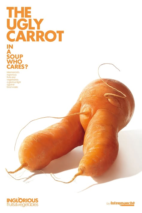 Inglorious Fruits & Vegetables | Fruit and Vegetable Food Waste Supermarket Campaign  | Award-winning Press Advertising Campaigns | D&AD #yellowpencilwinner Food Waste Campaign, Ugly Food, Food Wastage, Food Ads, Reduce Food Waste, Fruit And Veg, Advertising Campaign, Food Waste, Print Ads