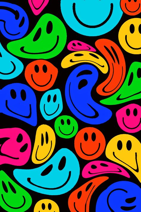 Smiley Faces Wallpaper, Trippy Smiley Face, Wallpaper Trippy, Smiley Face Wallpaper, Faces Wallpaper, Trippy Aesthetic, Face Wallpaper, Trippy Drawings, Smile Wallpaper