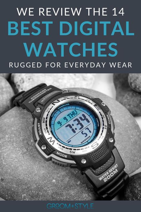 Here are the best digital watches! They are rugged, functional, and great for everyday wear. #digitalwatches #watches Rugged Watches, Mvmt Watches, Always On Time, Army Watches, Silver Pocket Watch, Swiss Army Watches, Smart Watch Android, Expensive Watches, Modern Watches