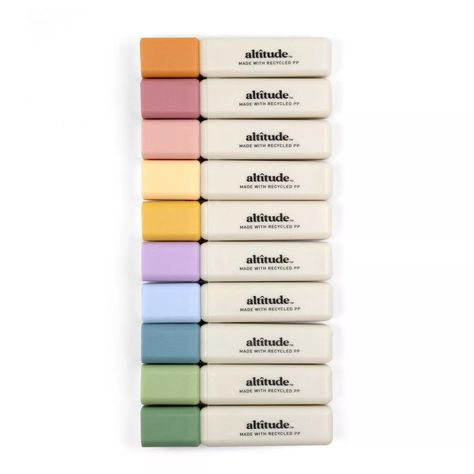 Altitude 10pk Mini Highlighters Multicolor : Target No Bleed Highlighters, Recycled School Supplies, Best Highlighters For Notes, Best Pens For Note Taking, Cute Back To School Supplies, Small Youtuber, Pastel Highlighters, Erasable Highlighters, School Wishlist