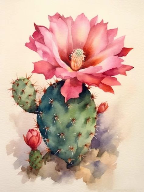 Cactus Flower Painting, Watercolor Succulents, Succulent Art, Cactus Painting, Flowers Photography Wallpaper, Cactus Wall Art, Watercolor Projects, Watercolor Cactus, Cactus Art