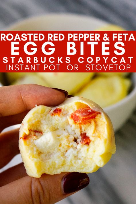 Fluffy Egg Bites, Feta Egg Bites, Red Pepper Egg Bites, Pepper Egg Bites, Starbucks Egg White Bites, Starbucks Egg Bites Recipe, Starbucks Egg Bites, Egg Bites Recipe, Eggs In Peppers