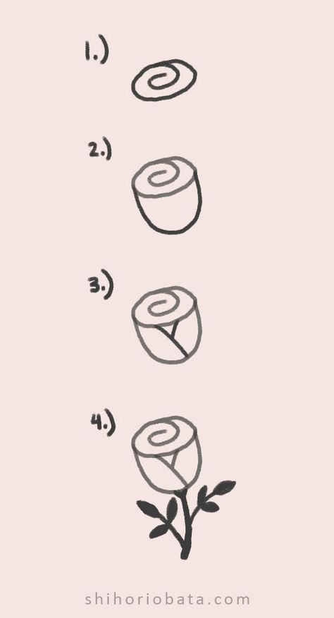 15 Easy Rose Drawing Ideas Step By Step Drawing Rose, Doodle Roses Easy, How Do You Draw A Rose, Basic Rose Drawing, Small Rose Drawing Simple, Rose Drawings Simple, Drawn Roses Simple, Rose Doodle Art, Drawing Of Roses Easy