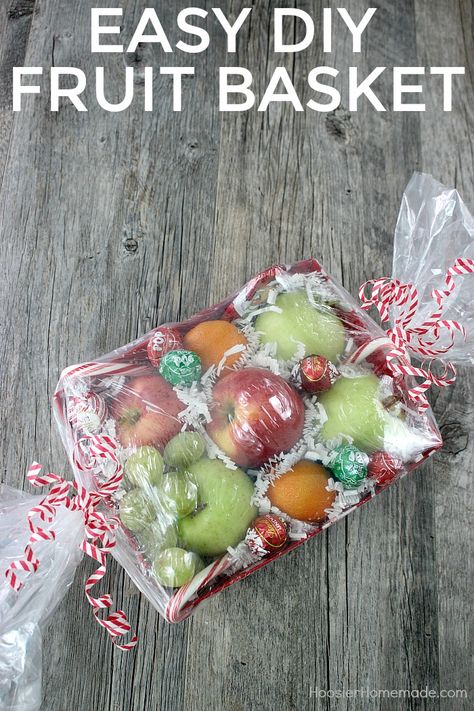 Christmas Fruit Gift Ideas, Fruit Basket Gift Ideas Diy, Making Fruit Baskets Gift Ideas, Christmas Fruit Basket Ideas, Homemade Fruit Baskets Gift Ideas, Diy Fruit Gift Basket, Christmas Fruit Basket Ideas Gift, Fruit Basket Gift Ideas, Fruit Wrapping Ideas